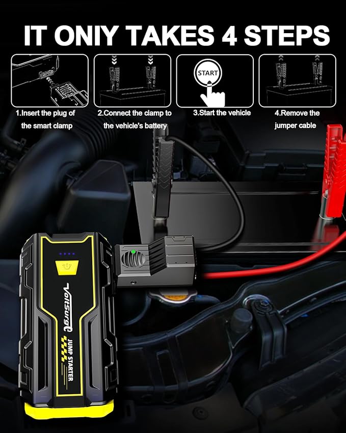 Car Jumper Starter 4000A Battery Jump Starter Portable (Engine Up to 7.0L Gas / 5.5L Diesel) 12V, Car Battery Charger, LED Flashlight with USB Port (D01S, 4000A)