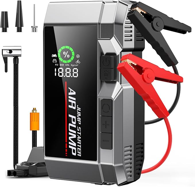 7000A Car Jump Starter with Air Compressor, 35000mAh Portable Car Battery Charger, Jump Starter Battery Pack (All Gas/10.0L Diesel), 150PSI Tire Inflator, 70 Starts 12V Auto Battery Booster