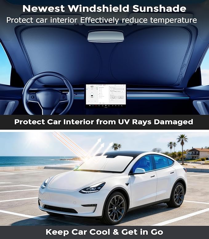 DMJN Front Windshield Sun Shade for Toyota RAV4 (2019-2026), [Nano Ice-Crystal Coatings] UPF50+ Heat & UV Block, Protect Car Interior & Keep Cool, Flodable Steel-Ring Car Cover for Summer