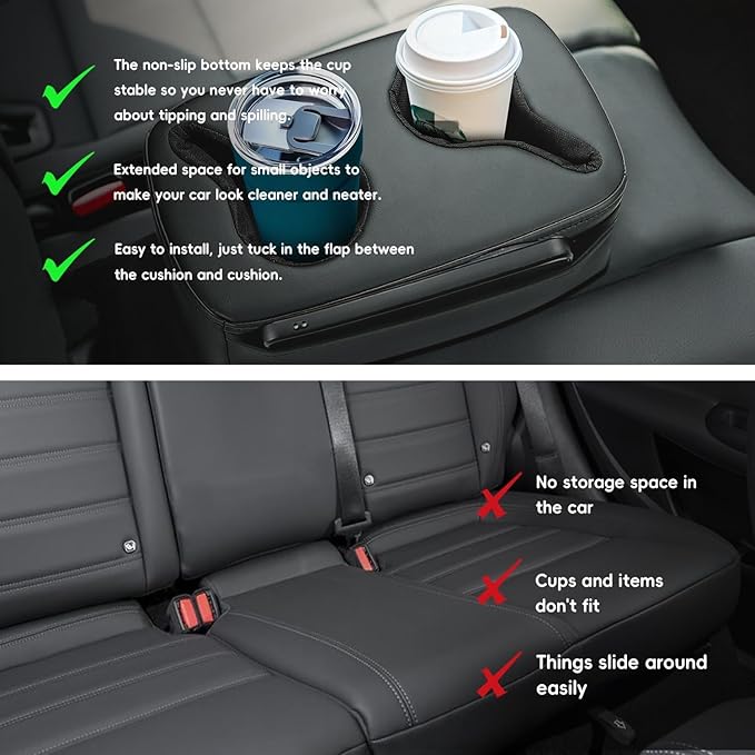 MARCHFA Automotive Cup Holders Tray Car Drink Holder SUV Back Seat Organizer Accessories Couch Cup Holder Tray Pillow Small (Reverse Direction Cup Holder)