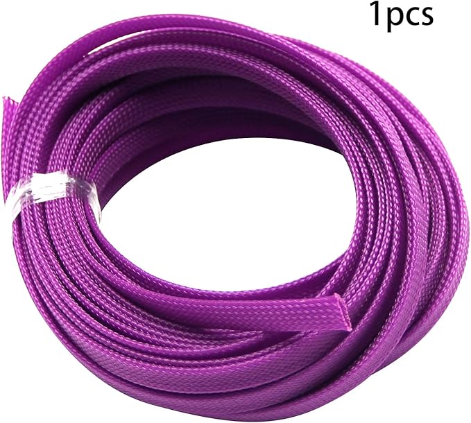 Aicosineg 32.81FT 0.44inch Cable Sleeve Braided Sleeving PET Wire Loom Tubing Cable Wrap Protector for HiFi Audio and Video Headphone Cable Protect Wires from Chewing of Pets Purple