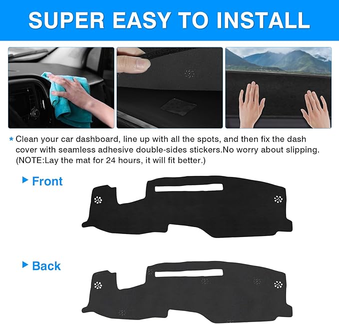 Autorder Dashboard Cover Mat for Chevy Chevrolet Silverado/GMC Sierra 1500 2500HD 3500HD 2022-2025 2026 Accessories Dash Cover Upgrade Flannel Dash Mat Sunshade Glare UV Rays Protector (with HUD)