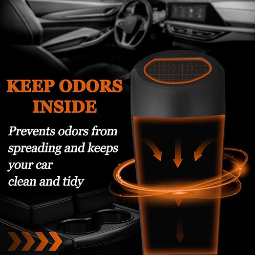 Car Trash Can with Lid-2Pack, Leakproof Garbage Can with 80 Attached Trash Bags, Mini Essential Car Accessories for Interior for Car, Home, Office（Black）