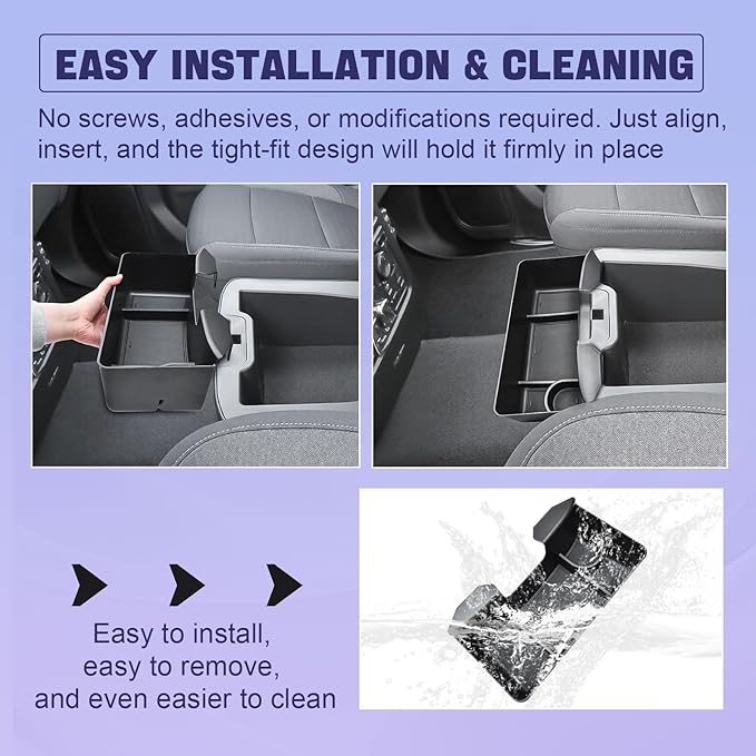 RUNROAD Center Console Hanging Organizer Box Compatible with 2019-2026 Chevy Silverado/GMC Sierra 1500 and 2020-2026 Silverado/Sierra 2500HD 3500HD Accessories Armrest Tray, Split Bench Seat ONLY