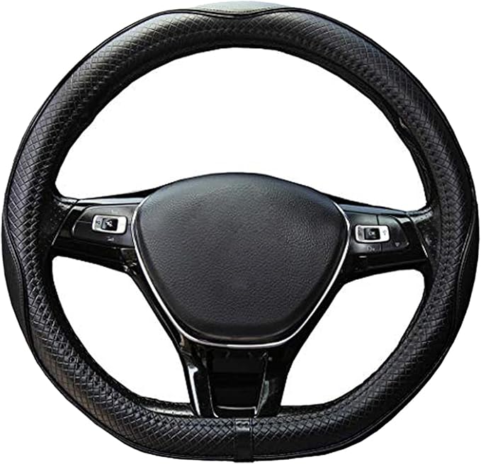 Mayco Bell Flat Bottom Size Steering Wheel Cover Anti-Slip,Safety,Soft,Breathable,Durable,Full Surround,Comfortable Grip Microfiber Leather (D-Shape,Black)