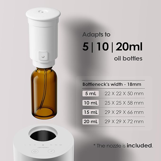 Airversa Waterless Essential Oil Diffuser Starter Kit with 4 x 10mL Hotel Scent Fragrance Oil, Battery Operated Mini Scent Air Machine Portable Diffuser for Home Car Office, AN6Kit-04 White