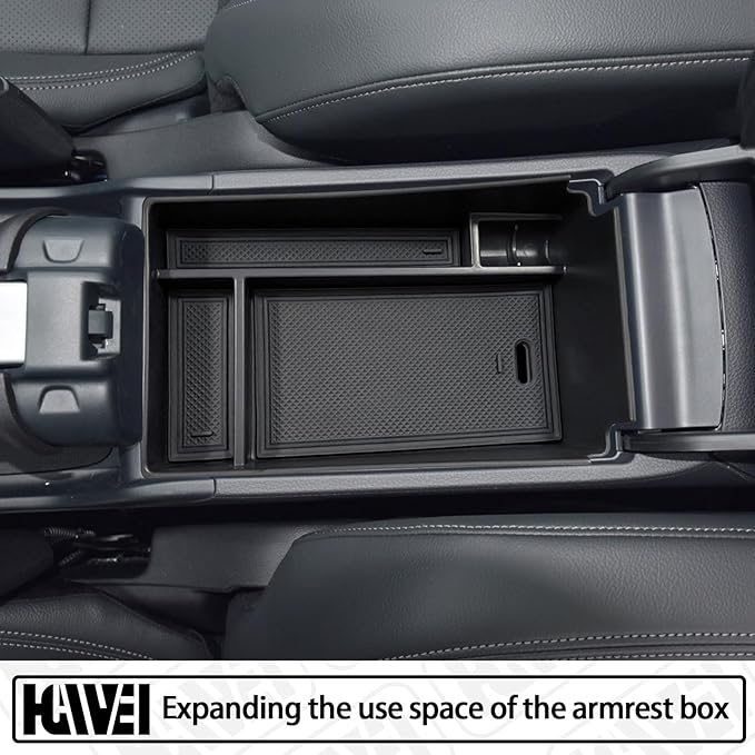 HGWEI Center Console Organizer Tray Compatible with Honda HRV 2023 2024 2025 2026 Accessories, Armrest Storage Box for HRV EX/EX-L/LX/SE/Sport/Touring,Black Trim