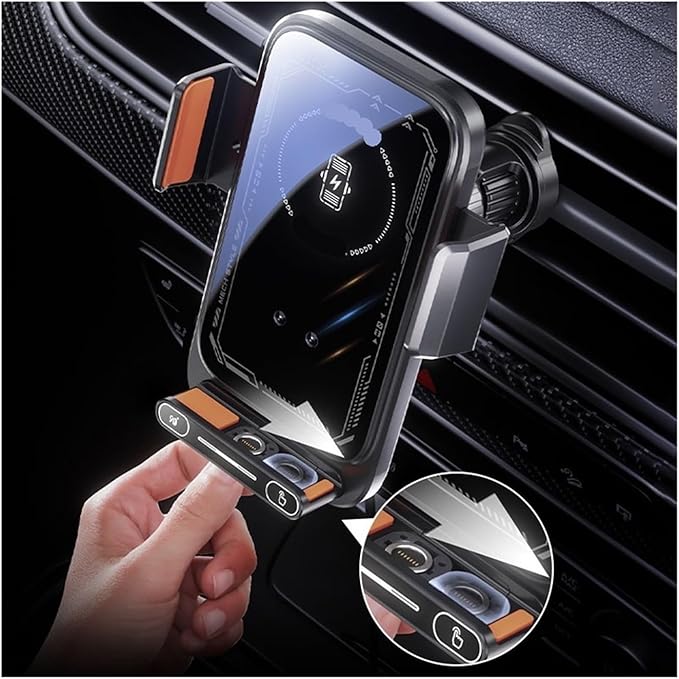 15W Wireless Car Charger with Infrared Sensor Auto Clamping Vent Mount One-Touch Rotation，Compatible for Secure Fast Charging