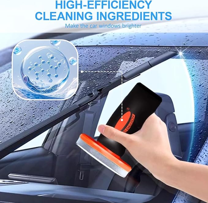 Glass Oil Film Remover for Car, Roll-On Glass Compound with Cleaning Board, Oil Film Remover for Car Windshields and Windows, Removes oil film & Smudges, (1PCS)