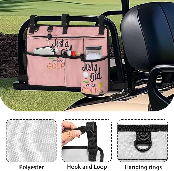 Golf Cart Storage Bag Non-Slip Golf Cart Rear Seat Organizer with 4 Pocket for Ezgo Yamaha Club Car and Other 2-Seat Golfs Carts