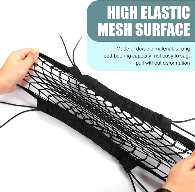 Pack-1 Car Pet Isolation Net Between Front Seats, 11.4" x 10.2" Double Layer Design Storage Net for Sundries Water Cups, Dog Anti-Collision Protection Barrier, Universal for Cars (Black)