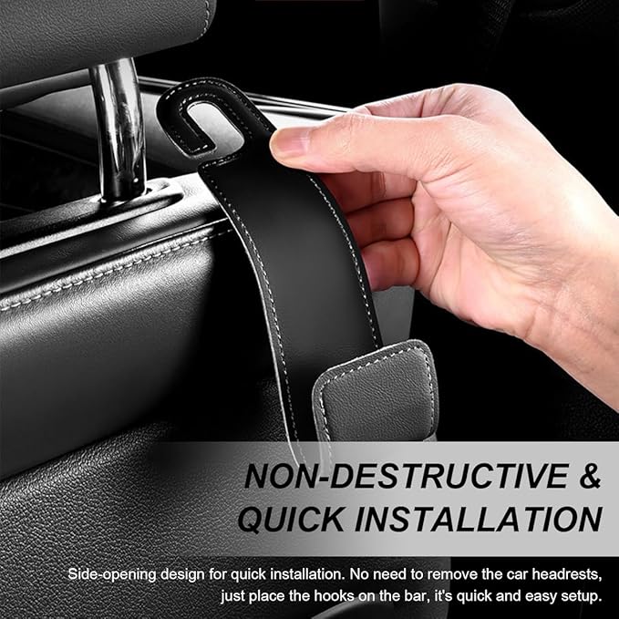 2 PCS Car Seat Headrest Hooks, Microfiber Leather Hanger Holder Hook for Hanging Purse and Bag, Universal Vehicle Back Seat Organizer Hook for Grocery Bag Handbag Coat (Carbon Fiber)