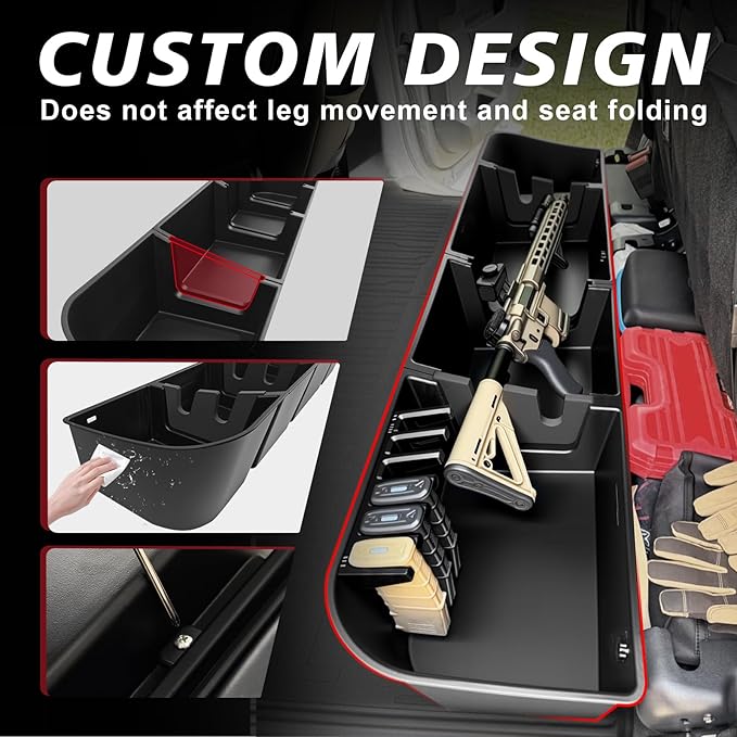 VaultsOnWheels Under Seat Storage Box Fit for Ford F150 2015-2026 SuperCrew/Crew Cab & F250 F350 F450 2017-2026 SuperDuty Accessories, Console Organizer Truck Tool Box Detachable Underseat Organizer