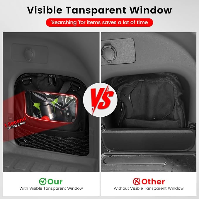 3rd Gen Upgrade RAV4 Trunk Cubby Bag Organizer with Clear Window,Small Cargo Side Pocket Compatible with Toyota Rav4 2025 2024 2023 2022 2021 2020 2019 Storage Emergency Backpack for Empty Hole