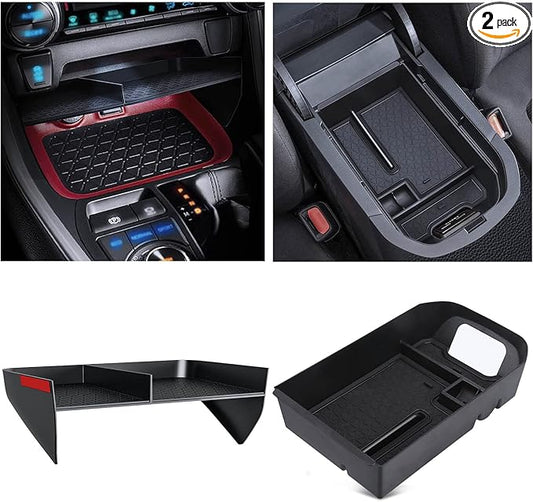 DIAMOOKY Upgraded Center Console Organizer Compatible with Toyota RAV4 2025 2024 2023 2022 2021 2020 2019 Interior Accessories, Gear Shift Storage Tray Secondary Box Insert Divider - 2pcs