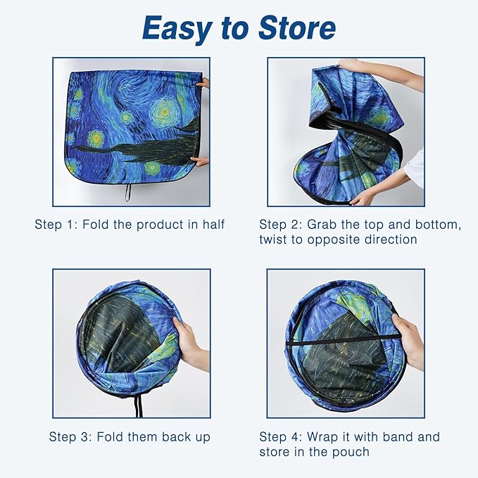 Car Windshield Sun Shade, Reflective Sunshade Blocks UV Rays, Keep Car Interior Cool, Front Foldable Windshield for Hatchback, Truck, SUV, MPV (59x32 inches)