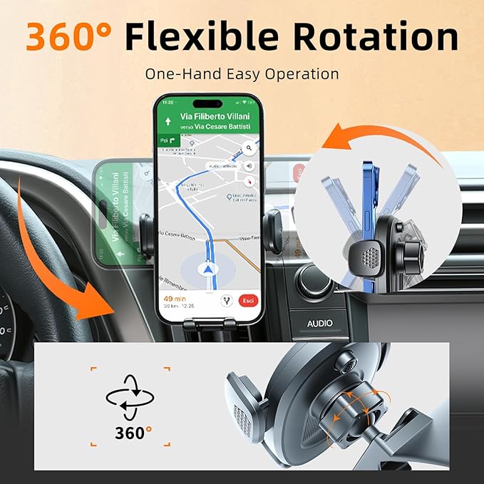 Phone Holder for Rav4 (2013-2018), 360° Adjustable Dashboard Phone Mount, Hands Free Mobile Holder for Toyota Rav4, Car Mount for iPhone, Samsung & Android, Uber Accessories for Car, Black