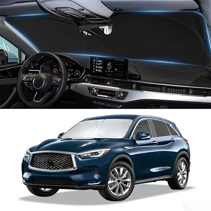 Sun Shade for QX50 Windshield Sunshade Custom fit for 2019-2021 Infiniti QX50 & 2021-2025 2026 QX55 Accessories Foldable Front Window Cover UV Bloker Sun Visor Protector