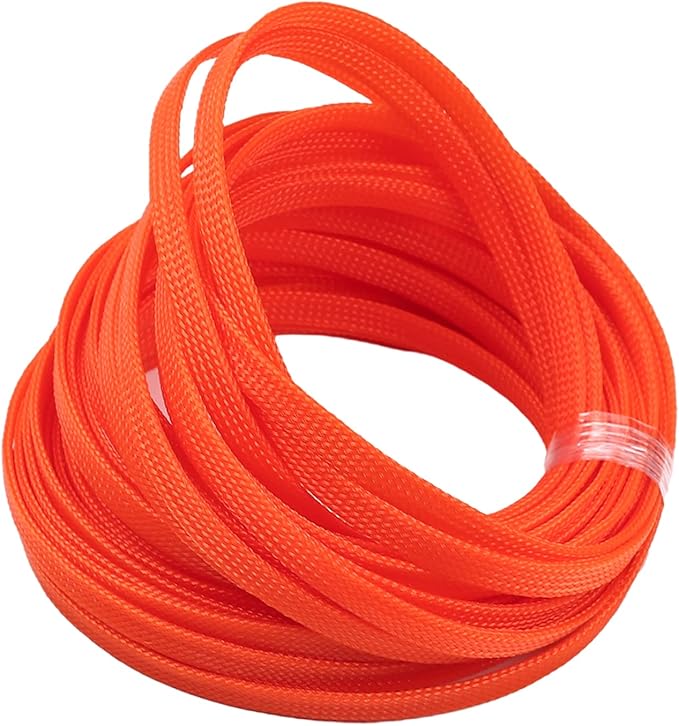 Aicosineg 32.81FT PET Braid Cable Sleeving Flexible Wire Mesh Sleeve Wire Braided Protective Sleeve 0.33inch Wrap Protector for Power Cord Protection Flame Retardant Cable Manage Orange