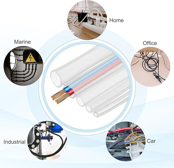 MECCANIXITY 3 m Split Silicone Cable Sleeve Tubing, ID 7mm Clear Split Silicone Tube Cord Organizer Wire Shielding Sheathing Wrap for USB Charge Power Cord Audio Video Cable