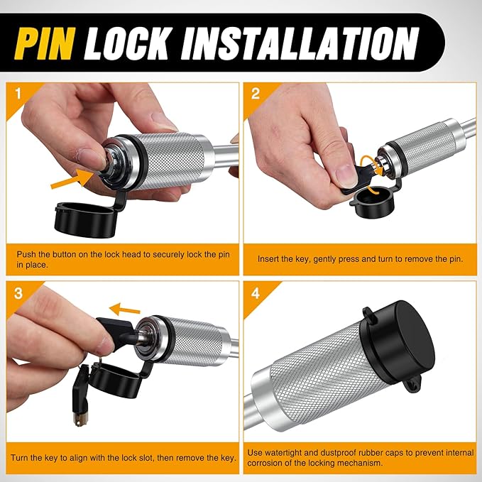 Nilight Trailer Hitch Lock Pin 1/2" & 5/8" Locking Receiver Hitch Pin Keyed Unique Weatherproof Anti-Theft Lockable Fits 2" 2-1/2" & 1-1/4"Receiver Tow Truck Boat Bike Truck Silver