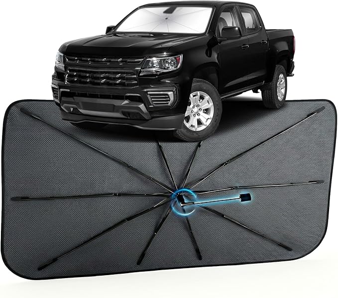 Car Windshield Sun Shade for Chevrolet Colorado 2015-2022 –[Reflective Coated Fabric] Sunshade Umbrella for Front Window, Car Shades Sun Visor Keep Car Cool and Protects Interior, 1:1 Exact Fit