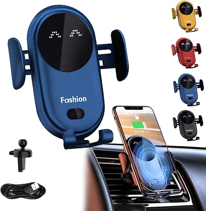 Smartcar Wireless Charger Phone Holder,Fashion Cell Phone Holder for Car,Smart Car Wireless Charger PhoneHolder (Blue)