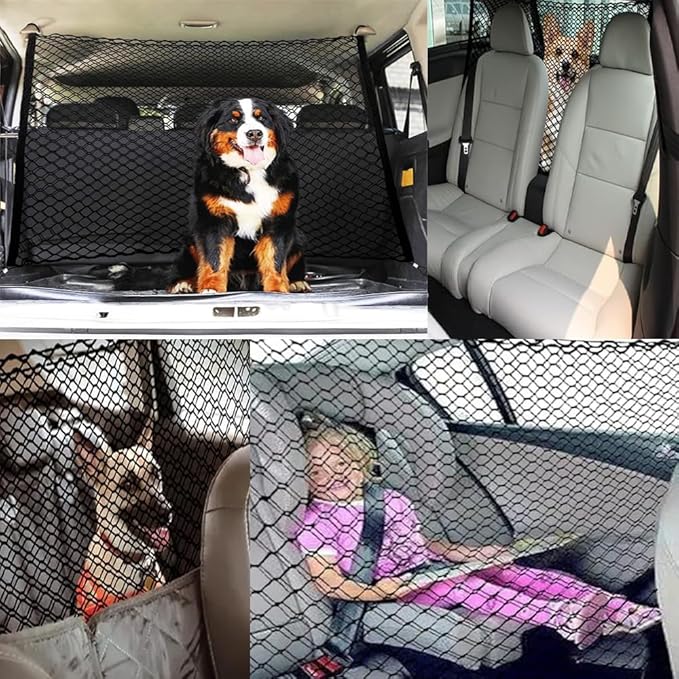 Dog Car Barrier for Toyota Tundra 2022 2023-pr, Mesh Pet Divider for Back Seat, Dog Guard for SUV Boot, Secure Pet Safety Net