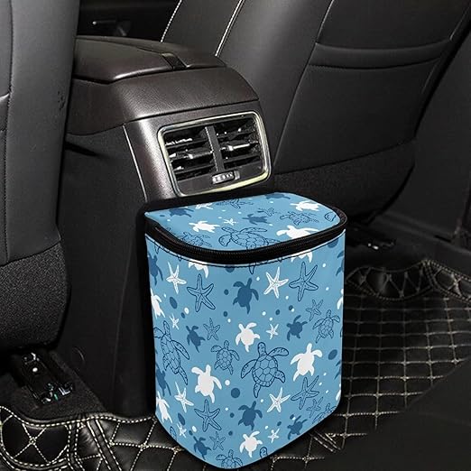KEIAHUAN Blue Turtle Hanging Car Trash Can Bin Foldable Car Trash Bag Large Capacity Auto Garbage Bag Grocery Organizer Container Fit Truck Kitchen Bedroom Travel Camping