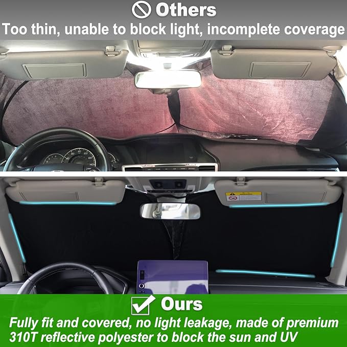 PIMCAR Windshield Sun Shade for Honda CRV 2023-2026, Premium 310T Reflective Polyester UV Blocker, Lightweight Foldable Sun Visor with Storage Pouch