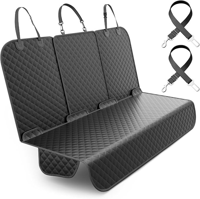Dog Car Seat Cover for Back Seat, Waterproof Back Seat Cover with Zippered Armrest Access, Non Slip Rear Bench Cover for Cars SUVs and Trucks - 60W