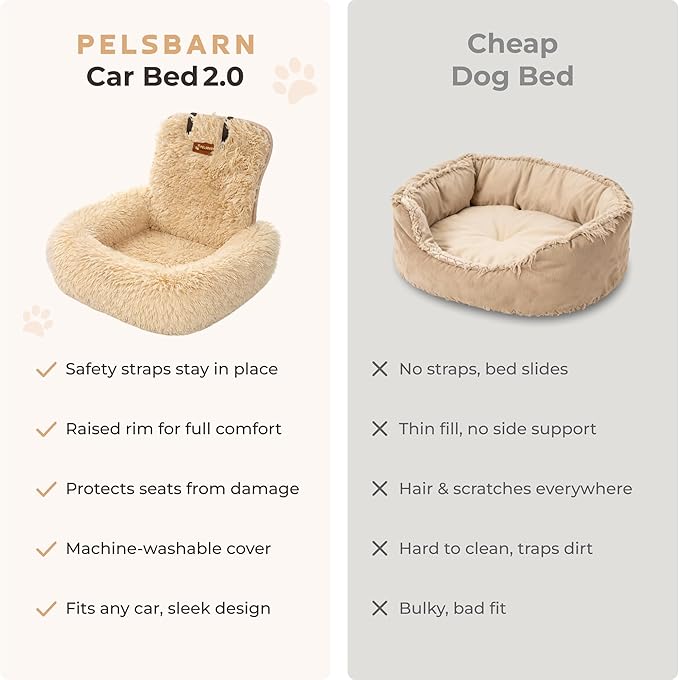 Pelsbarn Soft Comfortable Dog Protecting Car Bed 2.0 Extra Small (Beige)