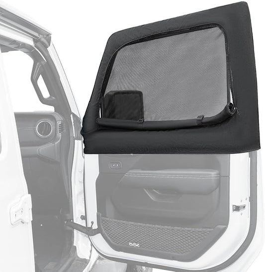 JOYTUTUS Front Wrangler Side Window Sun Shade Camping Window Insect Screen Compatible with Wrangler JK JL Gladiator JT 2007-2026, Car Window Covers for Privacy Blackout 2 Pcs