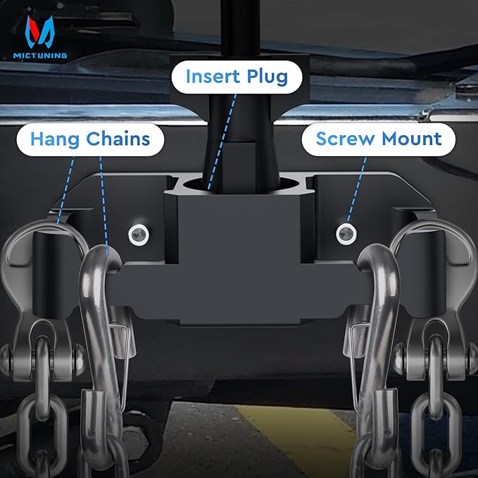 MICTUNING Trailer Towing Organizer for 7 Way Plug, Heavy Duty Side Hooks Chain Cable Wire Harness Holder, Anti-Rust Aluminum Metal RV Accessories