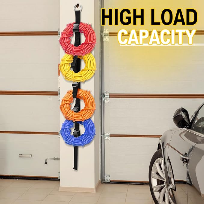 4 Pcs Extension Cord Organizers and Storage Garage Extension Cord Holder with 5 Slots Organizer Black Cord Organizer Straps for Vertical Space Cable Hose Rope String Lights