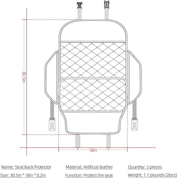 Seat Back Protector + Large Capacity Pocket Storage Organizer,Preventing the Impact of Children Stepping on the Seat Backrest (Orange)