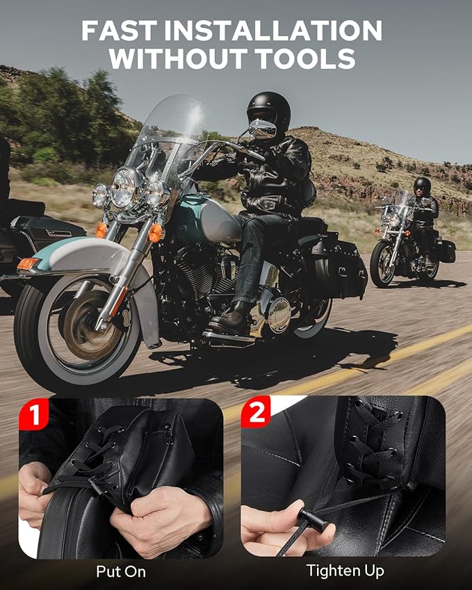 Benlari Rider Driver Backrest Bag, Driver Backrest Storage Bag, Rider Backrest Organizer Bag Fit for Harley Touring CVO Street Glide Road Glide Limited Softail Sportster Tri Glide Dyna