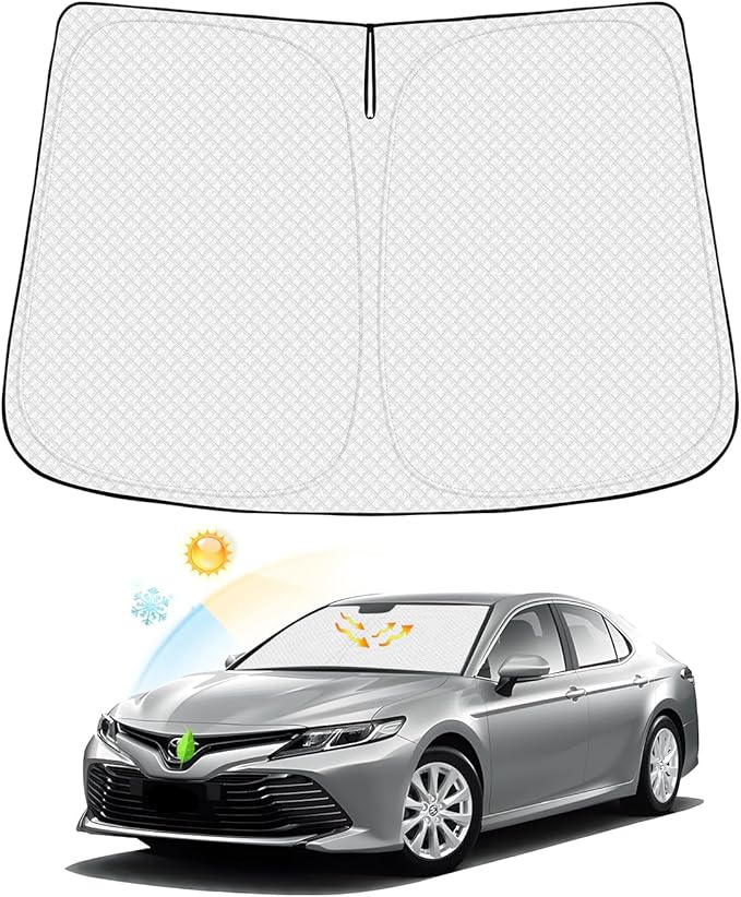 Canvcle Windshield Sun Shade for 2018-2024 Toyota Camry Accessories Thicken 6-Layer Foldable Front Window Sunshade Cover Sun Visor Protector Block UV Rays Keep Vehicle Cool
