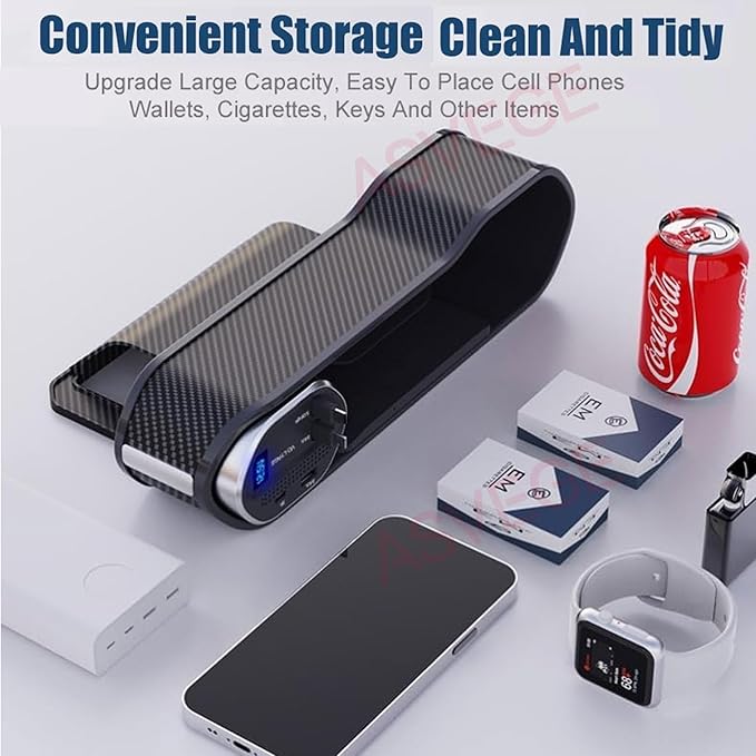 Universal Car Seat Gap Filler Organizer,Storage Box with Cup Holder Dual USB ports,2 Charging Cables and Wireless Charger,Cigarette Lighter,Car Front Seat Box for Multifunctional Car Interior Access