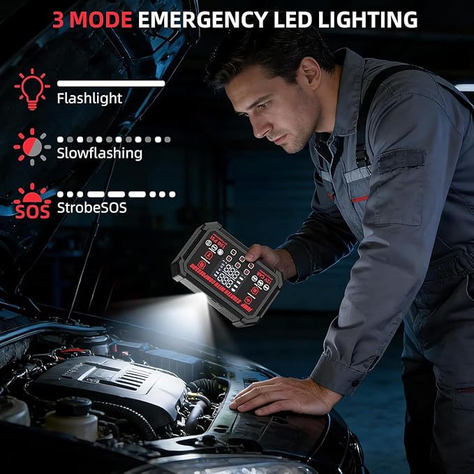 Jump Starter with Air Compressor, 4000A Peak Portable Car Battery Jumper Starter with 150PSI Auto-Shutoff Tire Inflator, 12V Car Jump Box with LED Light&LED Display All Gas /10L Diesel,Motorcycle