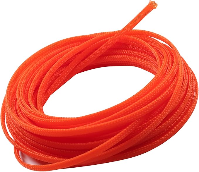 Aicosineg Cable Sleeve Braided Sleeving PET Wire Loom Tubing Cable 32.81ft-1/6inches Wrap Protector for HiFi Audio and Video Headphone Cable Protect Wires from Chewing of Pets Orange