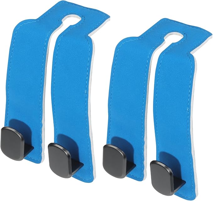 Purse and Bag Hook for Car, Zinc Alloy Seat Headrest Hooks, Upgraded Leather Car Seat Back Purses Hanger and Bags Holder (Blue, 2Pack)