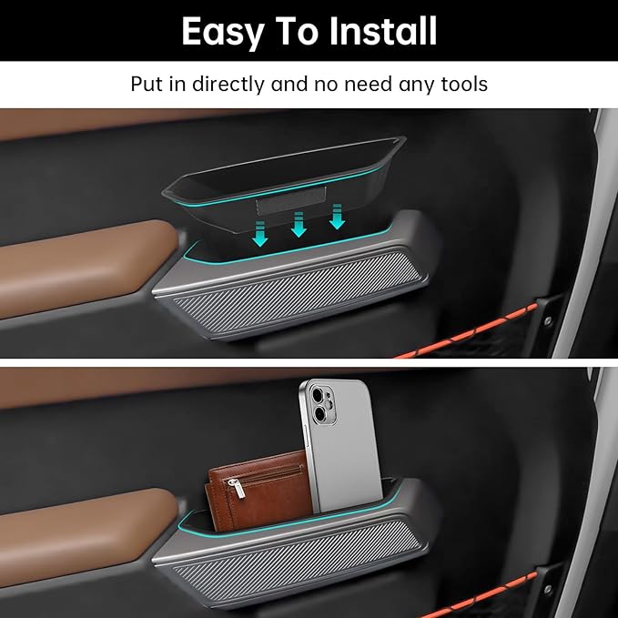 2PCS Front Door Handle Storage Box for Ford Bronco 2021 2022 2023 2024 2025 Accessories Phone Holder Door Grab Pocket Storage Organizer ABS Plastic, Black Mat, Not for Sport