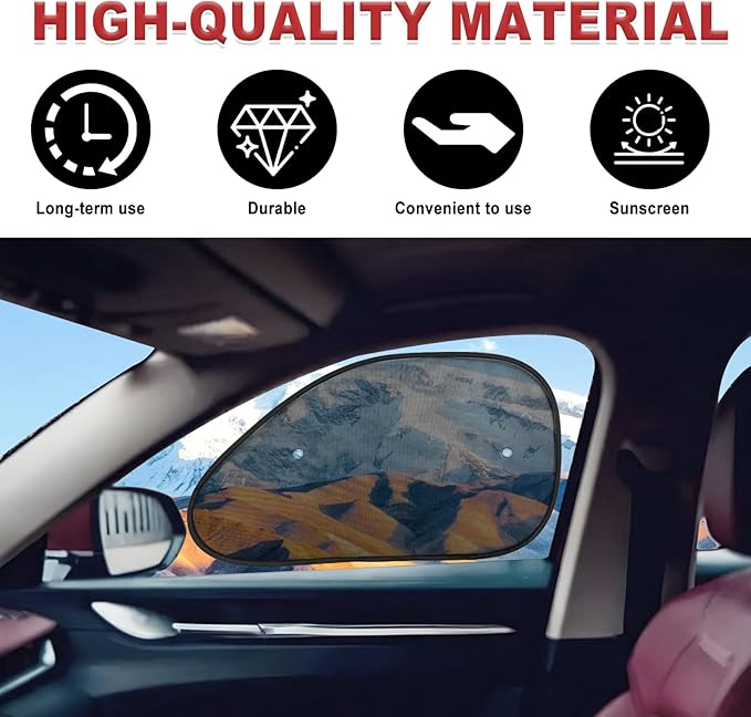 2 Pieces Universal Car Window Sun Shade Side Window UV Protection for Child and Baby Blocks Glare Sunlight and Heat Reduces Fading and Damage Fits Most Cars