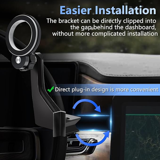 Magnetic Phone Mount Dash Anchor Compatible with Rivian R1T(Gen 1) and R1S (2022-2025) - Fits Driver Side Only, with 17mm Ball Arm, Direct Plug in Design to Flexible Switching Bracket
