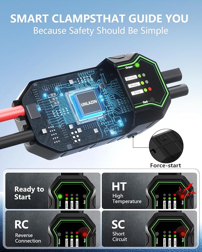 X8 Jump Starter 8000A Battery Jumper Starter Portable with Force Start, 12V Car Starter Jump Box & Battery Booster for All Gas & Diesel Engines, QC 3.0 Quick Charge, LED Light, Passenger Car