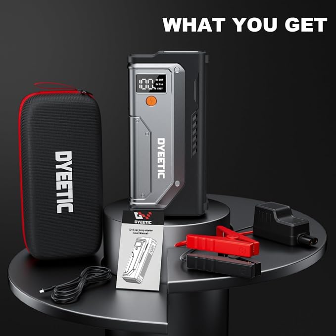 Car Jump Starter 5000A, Jump Starter Portable Battery Pack for 10.0L Gas and 8.0L Diesel Engines, 12V Lithium Jumper Box, Car Starter Booster with Power Bank, LED Light, Jumper Cable
