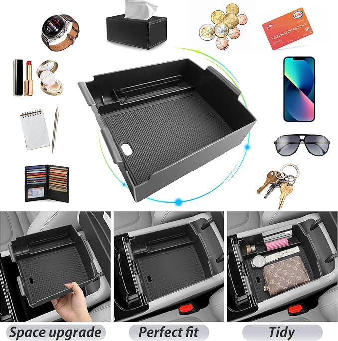 SKTU 2025 2026 Tucson Center Console Organizer for 2025 2026 Hyundai Tucson Limited/Hybrid Console Tray Hyundai Tucson 2025 2026 Accessories Tucson Organizer with Coin Holder (Only for Limited/Hybrid)