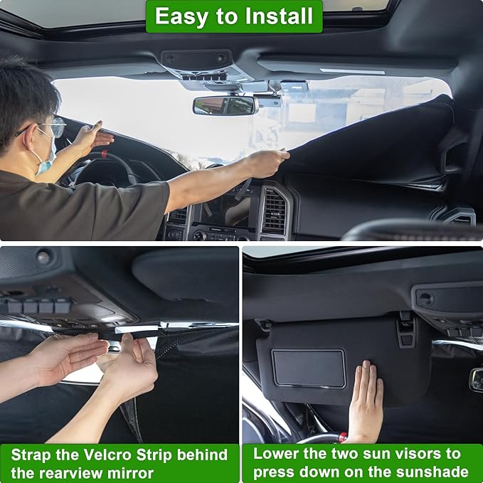 PIMCAR Windshield Sun Shade for Honda CRV 2023-2026, Premium 310T Reflective Polyester UV Blocker, Lightweight Foldable Sun Visor with Storage Pouch