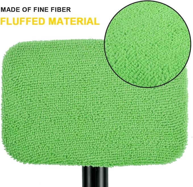 Microfiber Cleaning Cloth for Windshield Cleaning Tool, Windshield Cleanner Wand Replaceable Glass Cleaning Bonnets, Interior Auto Window Cleaner Washing Pads, Fit 5”, Green, 5 Pack
